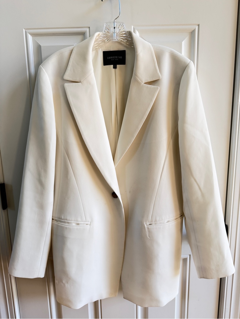 Lafayette 148 New York Ivory Single-Button Tailored Blazer